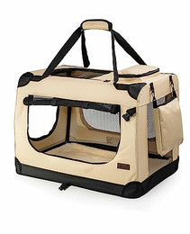 Produktbild von lionto Hundetransportbox faltbar für Reise & Auto, 82x58x58 cm, beige