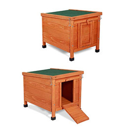 Produktbild von lionto Kaninchenstall aus Holz mit klappbarem Bitumendach