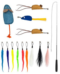 Produktbild von lionto Katzenspielzeug 14-teiliges Set mit Teleskopangel und Anhängern