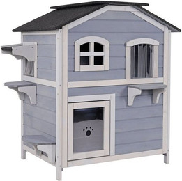 Produktbild von lionto Katzenvilla aus Tannenholz mit Bitumendach