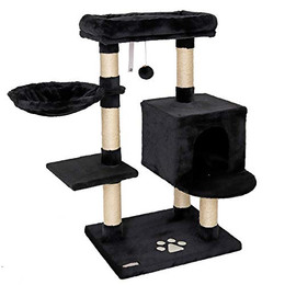 Produktbild von lionto Kratzbaum für Katzen mit Plüschball und Sisal, Höhe 93 cm, schwarz