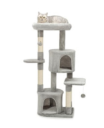 Produktbild von lionto Kratzbaum für Katzen mit Plüschbällen und Sisalseil, 115 cm, hellgrau