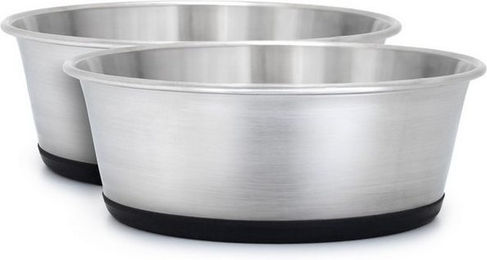 lionto Napf-Set aus Edelstahl im Doppelpack, robust & rutschfest, verschiedene Größen, Edelstahl, für Hunde & Katzen, spülmaschinengeeignet – Bild 1 von 5