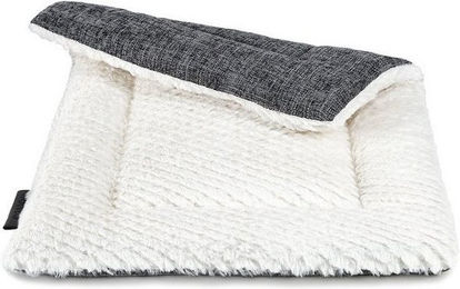 lionto Tierdecke für Katzen, flauschig & wendbar, grau/weiß, Faux-Leinen & Plüsch, ideal für Sofa, Körbchen & Fensterbank, pflegeleicht – Bild 1 von 3