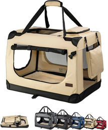 Produktbild von lionto Tiertransportbox für Katzen, leicht und komfortabel aus Textil bis 10 kg, 50x36x34 cm, beige