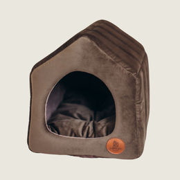 Produktbild von LokiLux Luxus Katzen- und Hundehaus aus Velours „Tom“ - L , Braun