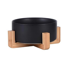 Produktbild von lous Futternapf aus Keramik mit Bambusständer