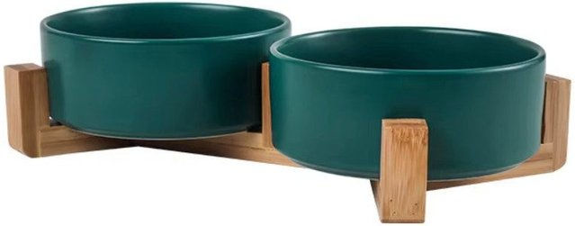 Produktbild von lous Futternapf aus Keramik mit Bambusständer