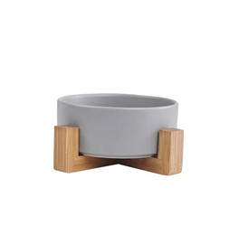 Produktbild von lous Futternapf aus Keramik mit Bambusständer
