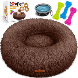 Produktbild von Lovpet® Hundebett Hundekissen Katzenbett Bagel Rund aus Plüsch - 120 cm