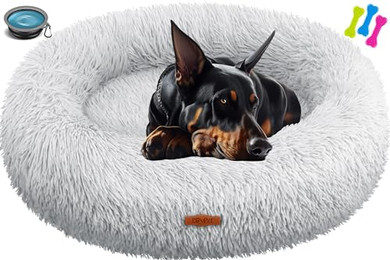 Produktbild von Lovpet® Hundebett Hundekissen Katzenbett Bagel Waschbar inkl. Napf und 3 Kauknochen