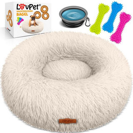 Produktbild von Lovpet® Hundebett Hundekissen Katzenbett Bagel Waschbar inkl. Napf und 3 Kauknochen - 120 cm