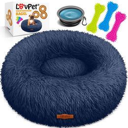 Produktbild von Lovpet® Hundebett Hundekissen Katzenbett Bagel Waschbar inkl. Napf und 3 Kauknochen - 80 cm