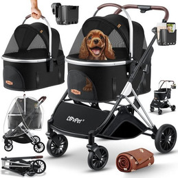 Produktbild von Lovpet Hundebuggy 3in1 mit Transportbox und Regenschutz