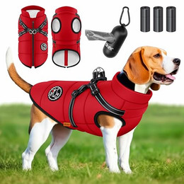 Produktbild von Lovpet Hundejacke Hundemantel mit Geschirr und Kotbeutelspender