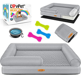 Produktbild von Lovpet Orthopädisches Hundebett Relax Hundekissen mit Napf und 3 Kauknochen