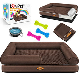 Produktbild von Lovpet Orthopädisches Hundebett Relax mit Napf und 3 Kauknochen