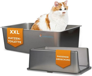 Produktbild von Lucky-Kitty Katzentoilette XXL aus Edelstahl mit Deckel