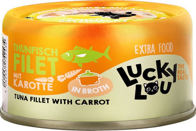 Produktbild von Lucky Lou Extra Food Filet in Brühe Thunfisch & Karotte - 12 x 70 g