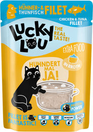 Lucky Lou Extra Food Huhn & Thunfisch in Brühe - 12 x 70 g – Bild 1 von 4