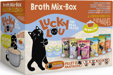 Produktbild von Lucky Lou Extra Food Pouch Broth-Mix-Box 12x70g - 840 g