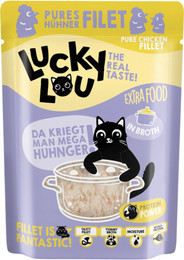 Produktbild von Lucky Lou Extra Food Pouch Hühnerfilet in Brühe - 12 x 70 g