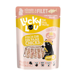 Produktbild von Lucky Lou Extra Food Pouch Thunfisch & Huhn in Jelly - 70 g