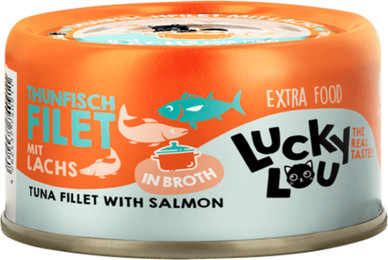 Produktbild von Lucky Lou Extra Food Thunfisch & Lachs in Broth - 70 g