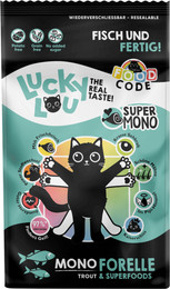 Produktbild von Lucky Lou Food Code Trockenfutter Katze Adult Mono Forelle - 1,7 kg