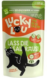 Produktbild von Lucky Lou Nassfutter Katze Adult Rind und Wildschwein - 16 x 125 g