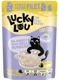 Lucky Lou Nassfutter Katze Extra Food Adult in Brühe Huhn - 12 x 70 g – Bild 1 von 2