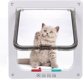 Produktbild von LUCKZON Abschließbare Doppeleingangsklappe mit Teleskoprahmen für Katzen und Hunde