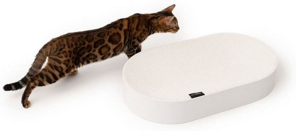 Produktbild von LucyBalu Kratzbrett SCRATCHBED Katzen Kartonbett, XXL Katzenbett aus Wellpappe rund, Kratzmöbel Katze, großes Kratzbrett, Katzen Kratzspielzeug