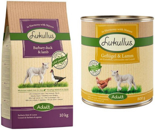 Produktbild von Lukullus Kaltgepresst Kombi-Paket Adult Barbarie-Ente & Lamm + Geflügel & Lamm - 25 x 800 g