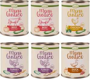 Produktbild von Lukullus Menu Gustico Mixpaket Pute, Rind, Huhn & Ente - 24 x 800 g