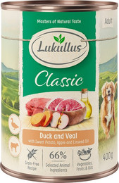 Produktbild von Lukullus Naturkost Adult Ente & Kalb getreidefrei - 24 x 400 g