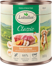 Produktbild von Lukullus Naturkost Adult Getreidefrei Ente & Kalb - 6 x 800 g