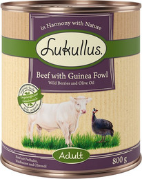 Produktbild von Lukullus Naturkost Adult Getreidefrei Rind & Perlhuhn - 6 x 800 g