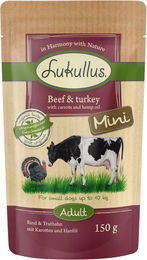 Produktbild von Lukullus Naturkost Adult Mini Getreidefrei 6 x 150 g - Rind & Truthahn