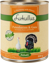 Produktbild von Lukullus Naturkost Adult Putenherzen & Gans - 6 x 800 g