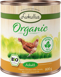 Produktbild von Lukullus Organic Adult Huhn mit Karotte - 6 x 800 g