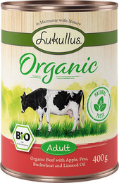 Produktbild von Lukullus Organic Adult Rind mit Apfel - 6 x 400 g