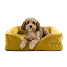 Lumaland Tierbett Hundebett In-& Outdoor S 70x60x18cm senfgelb vakuumiert, Hundesofa orthopädisch Hundekorb Tierbett wasserfest hoher Rand – Bild 1 von 8