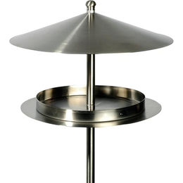 Luxus-Vogelhaus 11610 Rundes Design-Futterhaus Silberglanz aus Edelstahl mit Ständer – Bild 1 von 4