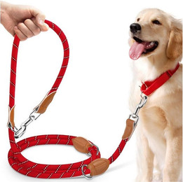 Produktbild von LuxusKollektion Hunde-Halsband Hundeleine Schleppleine Verstellbar 3 M Tiefrot Reflektierend