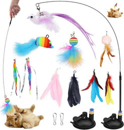 Produktbild von LuxusKollektion Katzen-Halsband Interaktives Katzenspielzeug mit Saugnapf und Federn