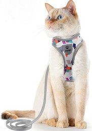 Produktbild von LuxusKollektion Katzen-Halsband Katzengeschirr Leine Set Fluchtsicher Verstellbar Reflexstreifen Grau