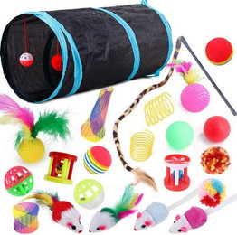 Produktbild von LuxusKollektion Katzen-Halsband Katzenspielzeug Set mit interaktivem Tunnel