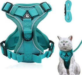 Produktbild von LuxusKollektion Katzen-Halsband und verstellbares Katzengeschirr mit Leine Set Blauer See M