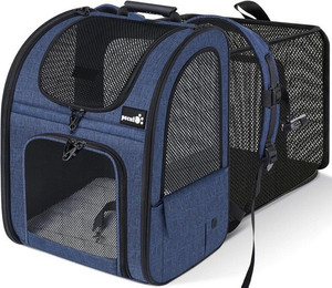 Produktbild von LuxusKollektion Katzenrucksack für große Katzen bis 8 kg Blau erweiterbar